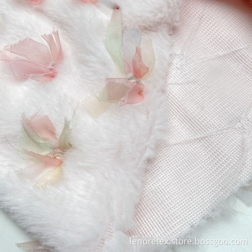Polyester Knit Embroidered Bowknot Synthetic Faux Fur Fabric